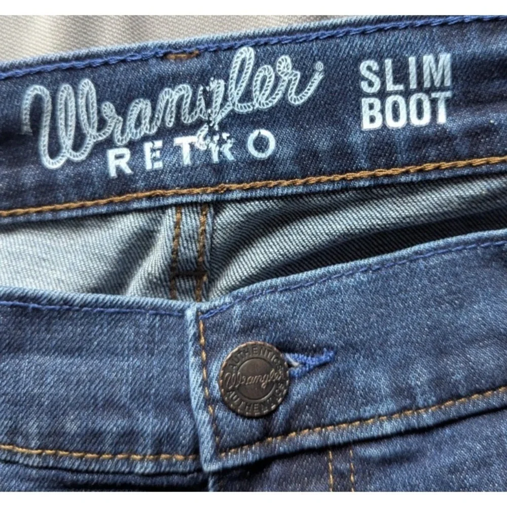 Wrangler Retro 47 Slim Boot Cut Jeans Mens 36 X 30 Western Cowboy Medium Wash